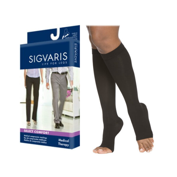 863C Essential Opaque Calf, 30-40mmHg, Open Toe, X-Large, Short, Black