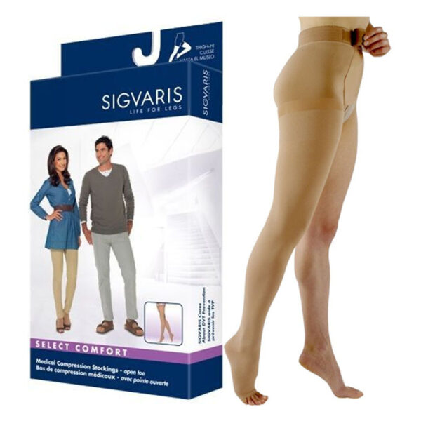 863Waist ATT Right, Essential Opaque Thigh, 30-40mmHg, Open Toe, Medium, Short, Crispa