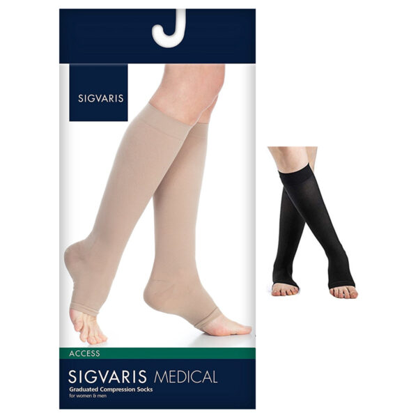 972C Dynaven Calf, 20-30mmHg, Open Toe, Large, Long, Black