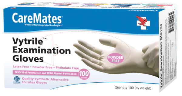 CareMates Vytrile Powder-Free Disposable Examination Gloves, Small