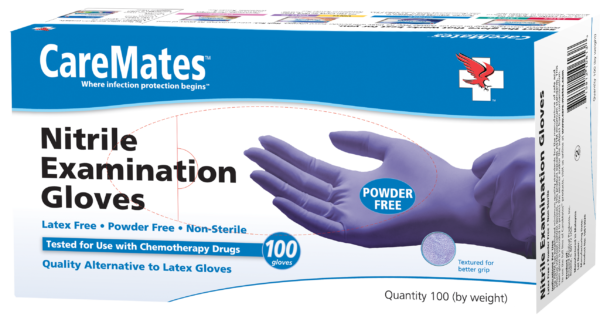 CareMates Nitrile Powder-Free Textured Examination Gloves, X-Large