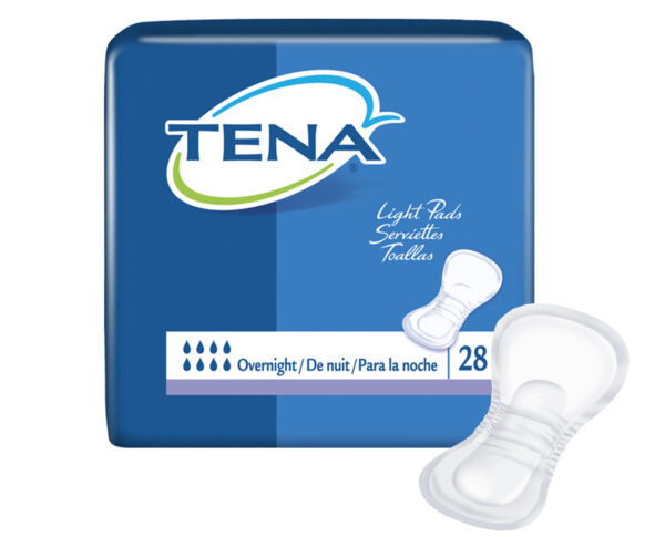 Tena Overnight Pads, 16" Long