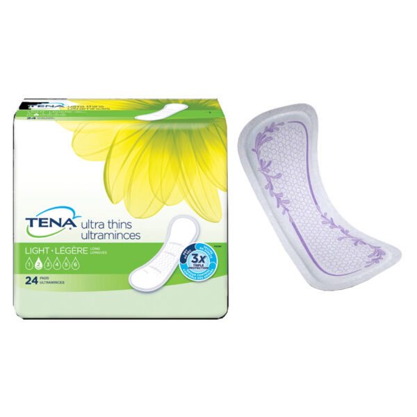 TENA Sensitive Care Ultra Thin Light Pads, 10" Long
