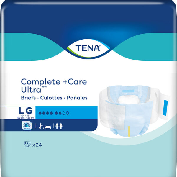 TENA Complete +Care Ultra Brief, Large 40" - 56", 24 Count