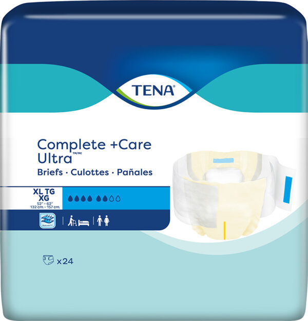 TENA Complete +Care Ultra Brief, Extra Large 52" - 62", 24 Count