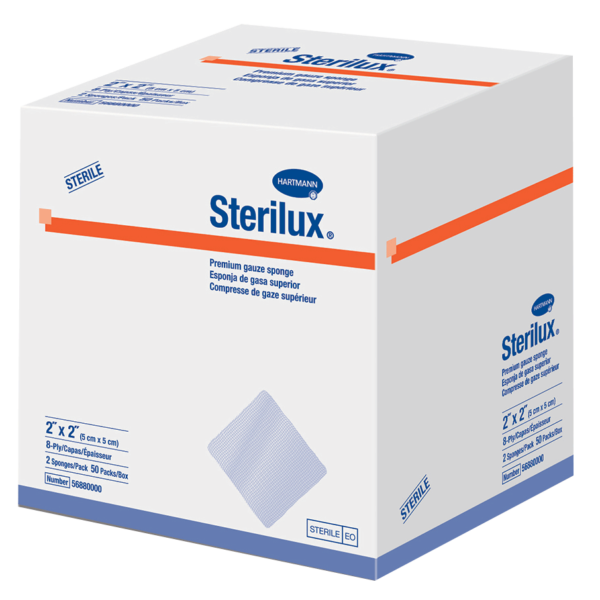 Sterilux Premium Gauze Sponge Sterile 2's, 2" x 2", 8-Ply
