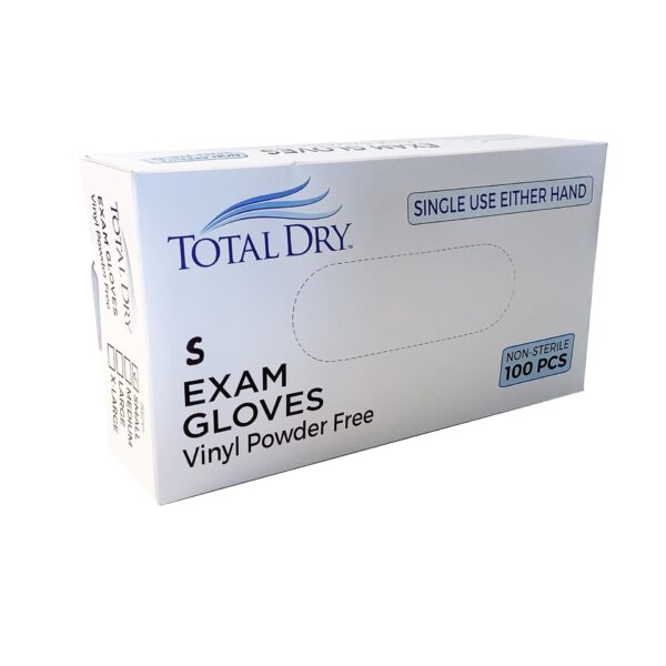 Total Dry Vinyl Powder-Free Exam Gloves, Small