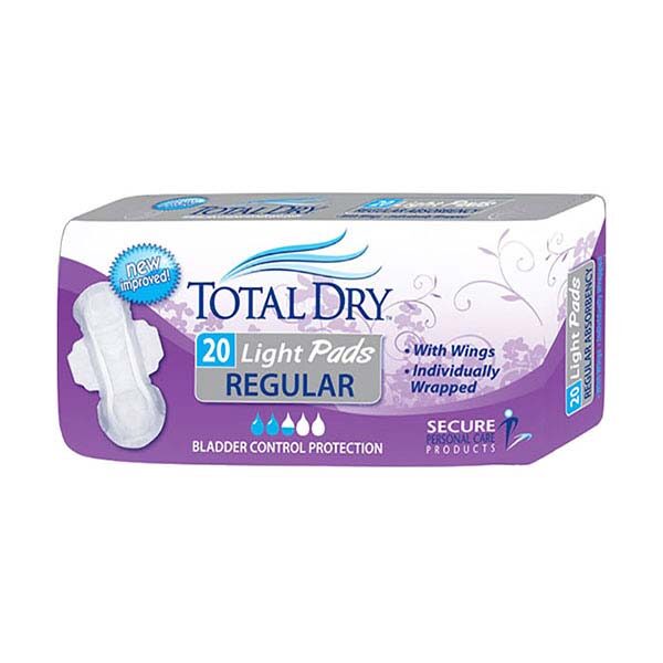 TotalDry Light Pads Regular, 10.75" Long