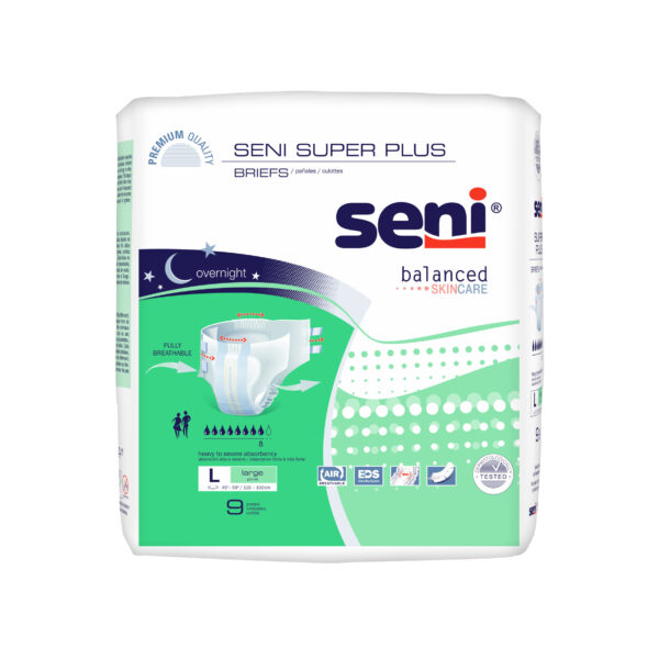 Seni Super Plus Briefs, Large, 9 Count - 45" - 59"