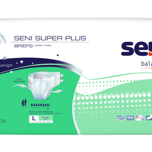 Seni Super Plus Briefs, Large, 25 Count - 45" - 59"