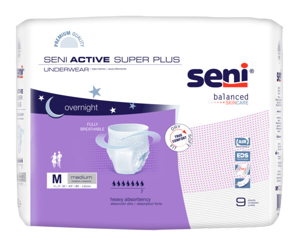 Seni Active Super Plus Pull-On Underwear, Medium, 9 Count - 31" - 43"