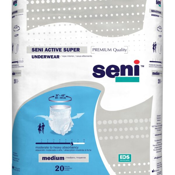 Seni Active Super Pull-On Underwear, Medium - 31" - 43"