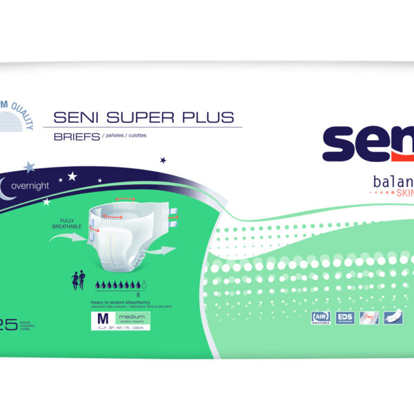 Seni Super Plus Briefs, Medium, 25 Count - 30" - 43"