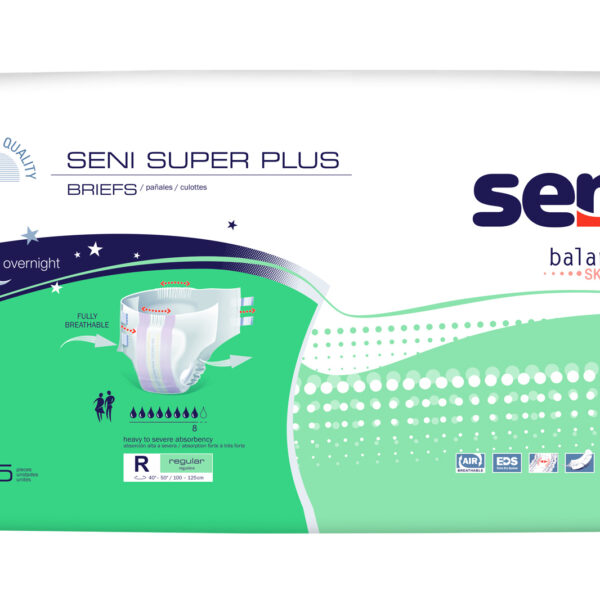 Seni Super Plus Briefs, Regular, 25 Count - 40" - 50"