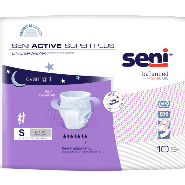 Seni Active Super Plus Pull-On Underwear, Small, 10 Count - 22" - 33"