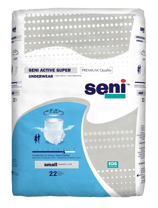 Seni Active Super Pull-On Underwear, Small - 22" - 33"