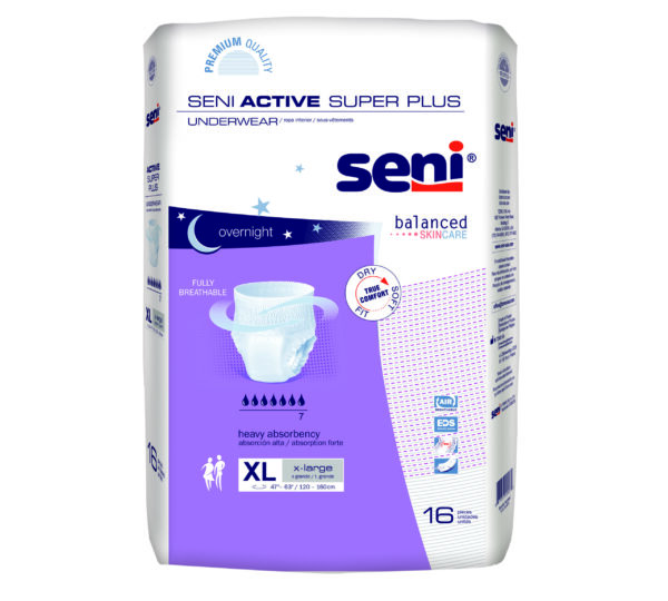 Seni Active Super Plus Pull-On Underwear, X-Large, 16 Count - 47" - 63"