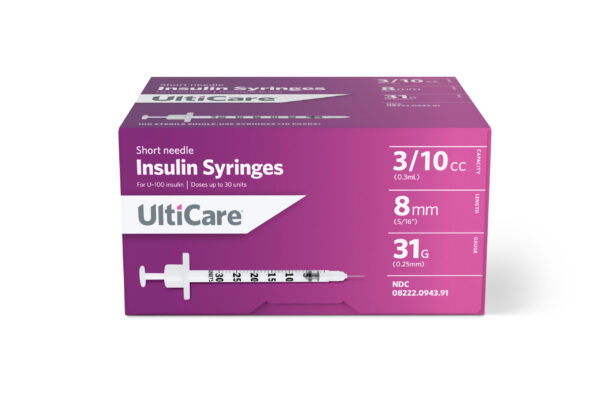 Short Needle Insulin Syringe 31G x 5/16", 3/10 mL (100 count)