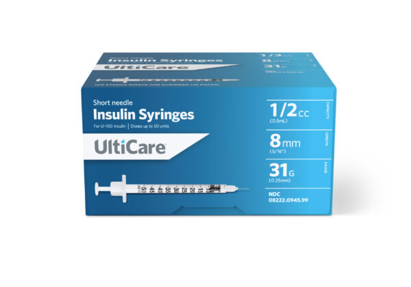 Short Needle Insulin Syringe 31G x 5/16", 1/2 mL (100 count)