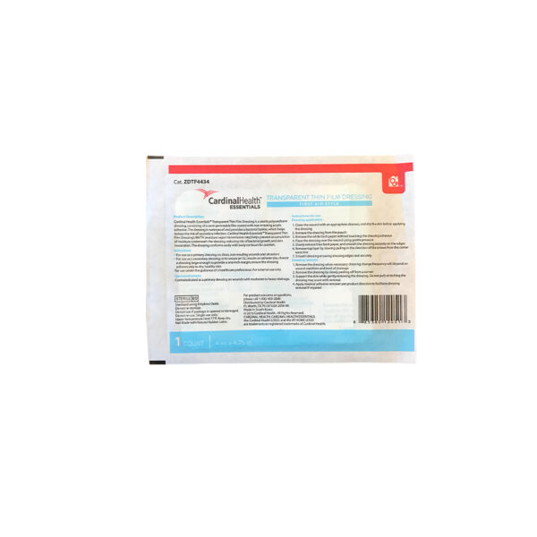 Cardinal Health Essentials Sterile Latex-Free Transparent Thin Film I.V. Site Adhesive Dressing 4" x 4-3/4"