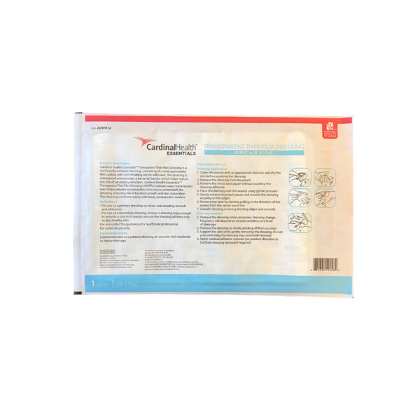 Cardinal Health Essentials Sterile Latex-Free Transparent Thin Film Adhesive Dressing 8" x 12"